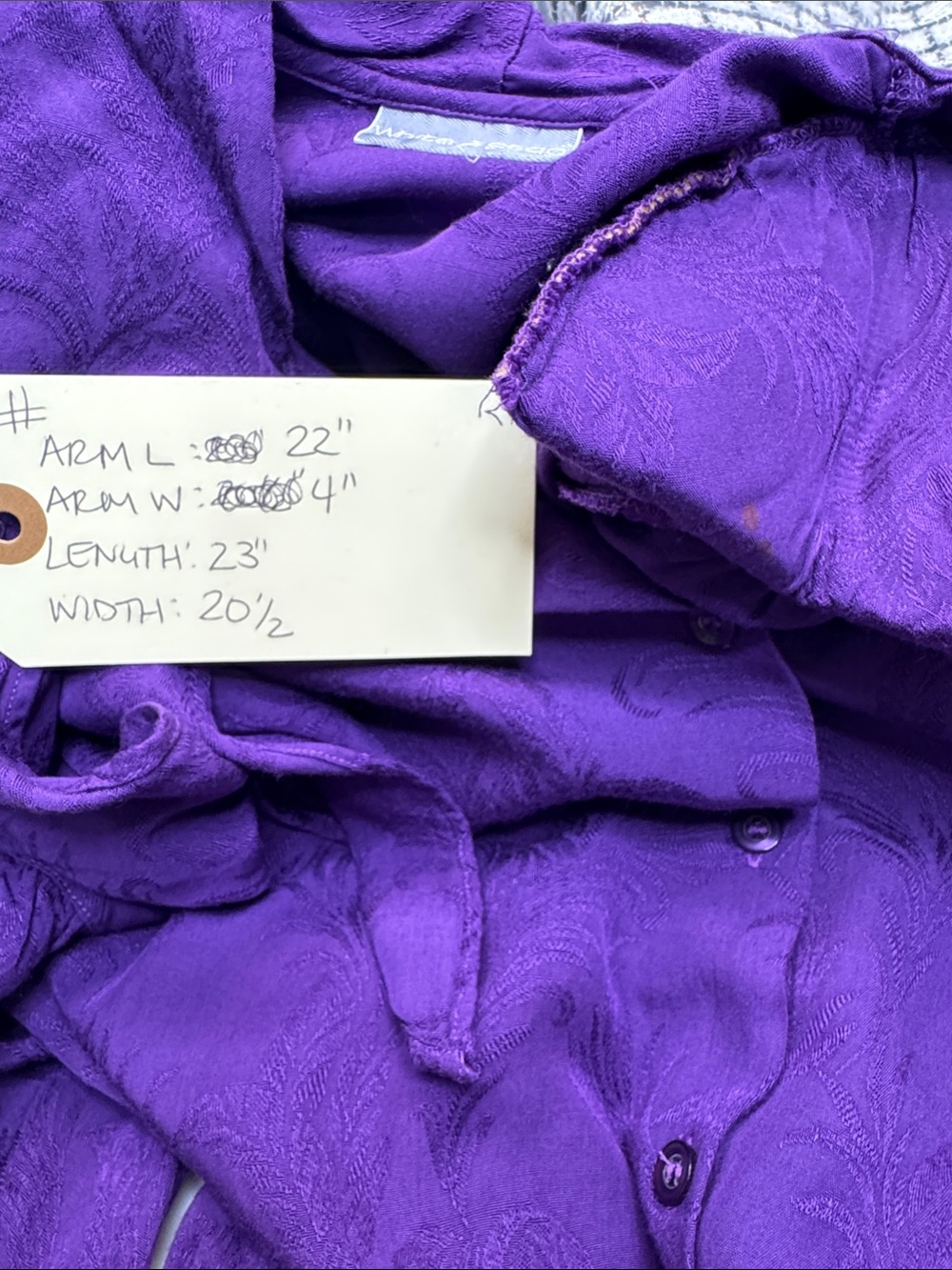 Vintage White Stag Purple Tie-Neck Button-Front Blouse - Picture 11 of 11